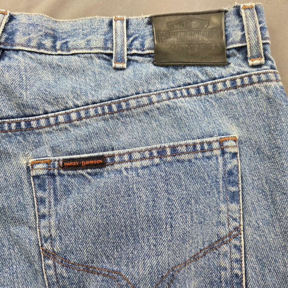 Harley-Davidson Men's 38x29 Distressed Blue Denim Jeans